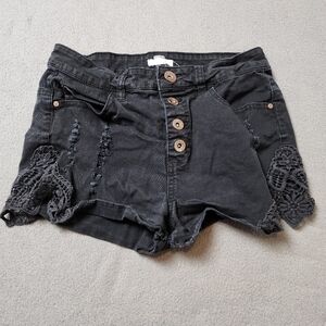 Black Lace Trim Shorts